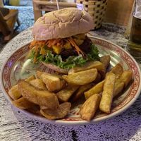 Falafel burger without mayonnaise at T-Pub in Ninh Binh