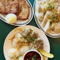 Potato pancakes, all you can eat pierogi, vegan special 10/8/22   at Polska Chata in Rochester
