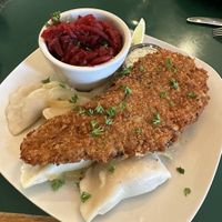 Love the jackfruit fish fry!!   Boiled pirogies are also amazing.     at Polska Chata in Rochester