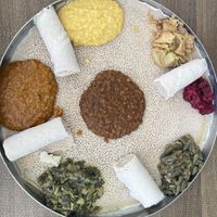 Vegan combo with injera  at Awash Ethiopian in Miami Gardens