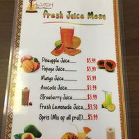 Fresh juice menu  at Awash Ethiopian in Miami Gardens