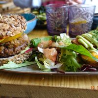 Beyond meat burger at Avocado Love in Madrid