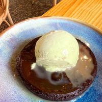 Brownie and ice cream  at Avocado Love in Madrid