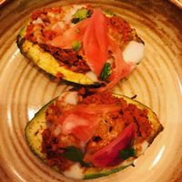 Stuffed avos with soya mince  at Avocado Love in Madrid