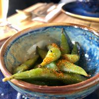 Edamame in seasoned salt (snack) at Avocado Love in Madrid