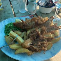 Vegan fish and chips  at Inn on the Pond in Redhill