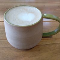 Excellent latte at Vegano De Altura in Quito