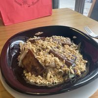 Rice noodles in sauce with tofu  at Vegano De Altura in Quito