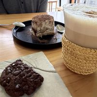 Dessert heaven with a chai latte   at Vegano De Altura in Quito