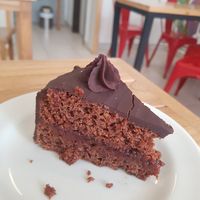 Best chocolate sponge cake I've ever had! at Vegano De Altura in Quito