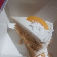 Insanely amazing peach cake! at Vegano De Altura in Quito