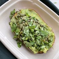 Avo Toast! Cilantro and Pepitas   at SFO - Ladle and Leaf - T3 in South San Francisco