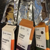 Could not taste tahini at all—just dark chocolate   at Raaka Chocolate in Brooklyn