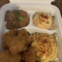 Cauli wings, jambalaya, Mac n cheese, potato salad  at I-tal Garden in New Orleans