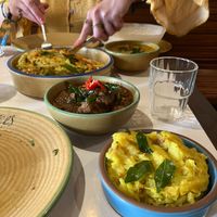 vegan main in the back.  Spiced mashed potatoes (potato fry) is also vegan (and tasty!) at Hoppers - Covent Garden in London