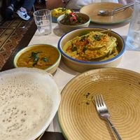 vegan main = hispi cabbage, drumstick sambhar & hopper  at Hoppers - Covent Garden in London