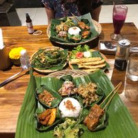 2x Nasi Campur, 1x Fried Tempeh, 1x Balinese Spinach  at Sun Sun Warung in Ubud