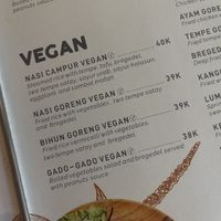 Menu  at Sun Sun Warung in Ubud