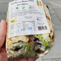 Wrap - lentil balls, salad and sunflower seed spread.   at Veganski Kiosk in Belgrade