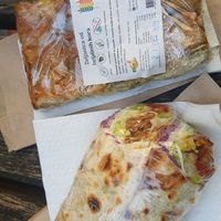 Pie and wrap at Veganski Kiosk in Belgrade