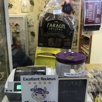 Ahh Happy Cow sticker!! at Veganski Kiosk in Belgrade