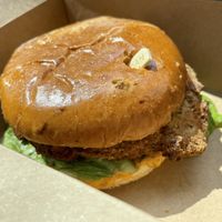 Spicy chicken sandwich  at Wisdom's Vegan Bakery & Cafe in Spring