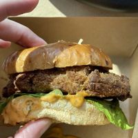 Spicy chicken sandwich  at Wisdom's Vegan Bakery & Cafe in Spring