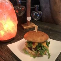 Truffle Burger at Wisdom's Vegan Bakery & Cafe in Spring