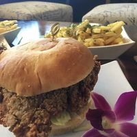 Crispy Chickun Sandwich at Wisdom's Vegan Bakery & Cafe in Spring