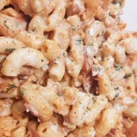 Macaroni is cheezy and Vegan bacon adds a ton of Flavor! at Wisdom's Vegan Bakery & Cafe in Spring