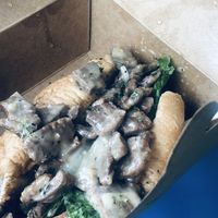 Philly cheesesteak sandwich  at Wisdom's Vegan Bakery & Cafe in Spring