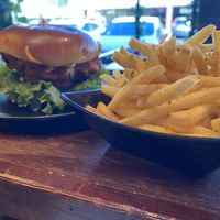 Spicy Chikn w/ truffle fries   at Wisdom's Vegan Bakery & Cafe in Spring