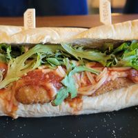 Chicken Parm at Wisdom's Vegan Bakery & Cafe in Spring