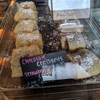Dessert croissants case at Wisdom's Vegan Bakery & Cafe in Spring