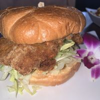 Spicy chicken sandwich  at Wisdom's Vegan Bakery & Cafe in Spring