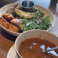 Tomato bean soup  at Flower Child in The Woodlands