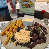 Crispy ribs with fries & slaw at The Vegan Chef - Midrand in Johannesburg