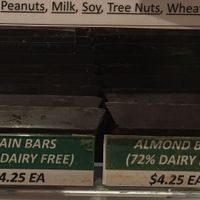 Vegan chocolate bars (72% chocolate solids; 1000% dairy-free) at Li-Lac Chocolates - Grand Central Market in New York City