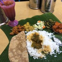 Banana leaf with spicy tofu at Sri Kaveri in Malacca