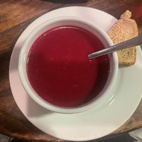 Beetroot soup - menu del día   at Tuna Bistrot in Tena