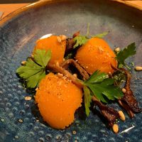 Butternut squash, oyster mushrooms, parsley pesto at Ravintola Ilves in Helsinki
