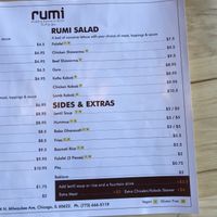 "V" denotes vegan  at Rumi in Chicago