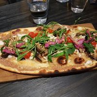 Roasted cauliflower & cinnamon-eggplant & roasted tomatoes pizza at Tintå in Turku