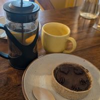 Chocolate tart at Step Out Cafe in Jaipur