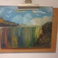 Some great post impressionism/expressionism art pieces at Step Out Cafe in Jaipur