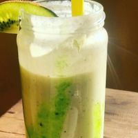 The refreshing delicious all season Kiwi Shake at Step Out Cafe in Jaipur