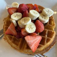 Vegan waffle work strawberries and bananas   at Waffles INCaffeinated - South Side in Pittsburgh