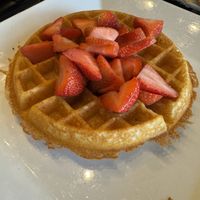 Vegan waffle with strawberries   at Waffles INCaffeinated - South Side in Pittsburgh