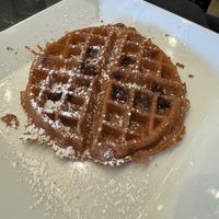 Vegan waffles with raspberries   at Waffles INCaffeinated - Fifth Ave in Pittsburgh