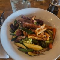 Garlic eggplant bowl at Roots in Princeton